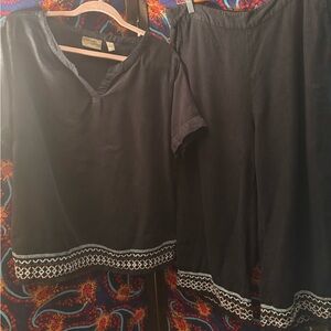 Black Two-Piece Outfit with White Trim